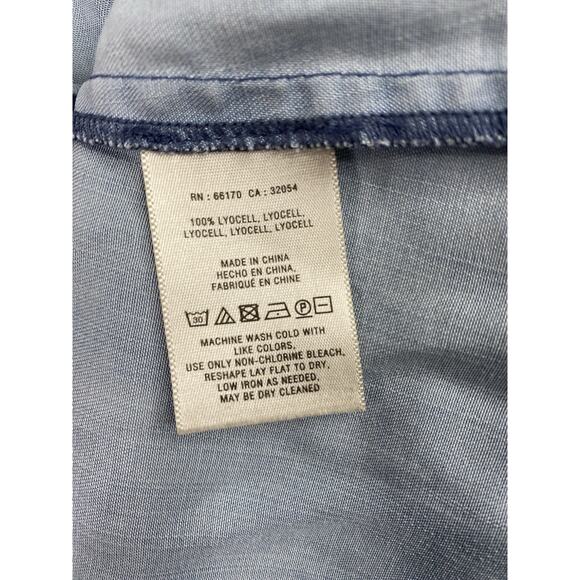 Holding Horses Anthropologie Womens Dress S Blue Denim Embroidered Chambray Boho - Picture 9 of 11